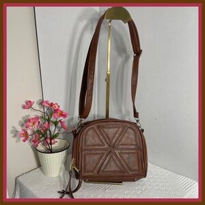 Geometric Appliqué Korean Style‎ Crossbody Bag  Brown